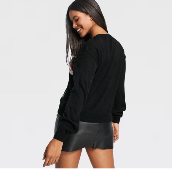 Threadbare Plus Christmas Gherkin Women's Crew-Neck Knit
Sweater In Black 12US - Picture 4 of 15